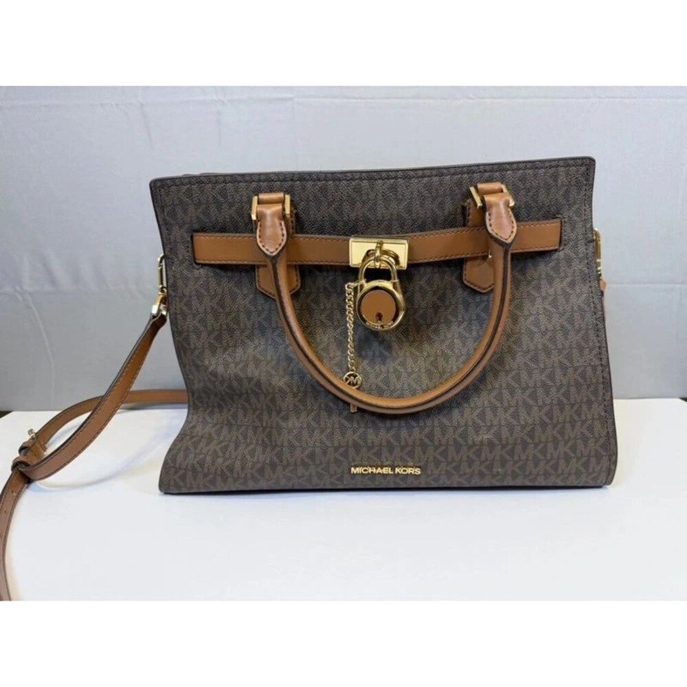 Michael Kors Hamilton Bag Brown Signature Tote Crossbody